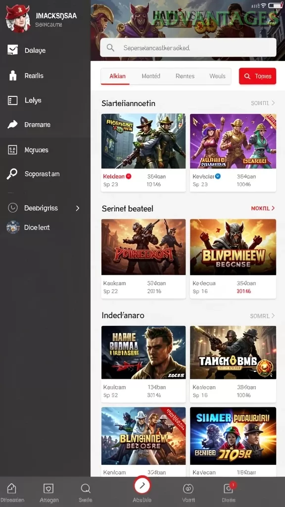 Cuplikan layar menu unduhan advantages untuk perangkat Android